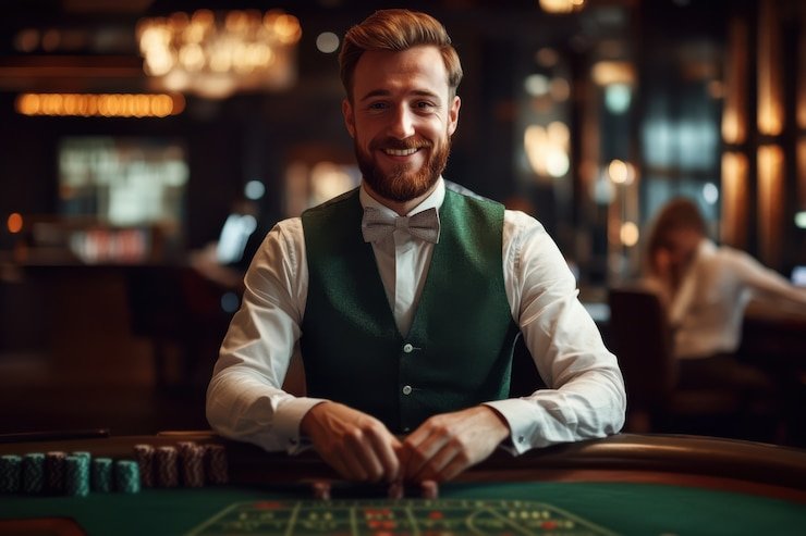 Pemain menikmati permainan Live Casino dengan dealer nyata dan antarmuka interaktif yang responsif